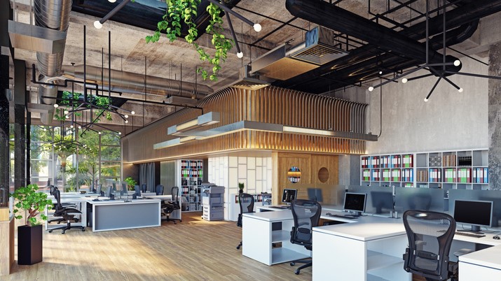 modern  office interior, 3d rendering business concept design